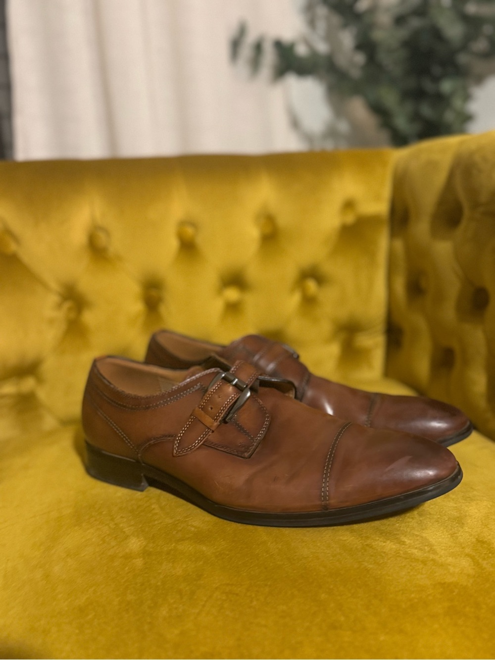 Steve Madden Brown Leather Single Monk Strap Oxfords